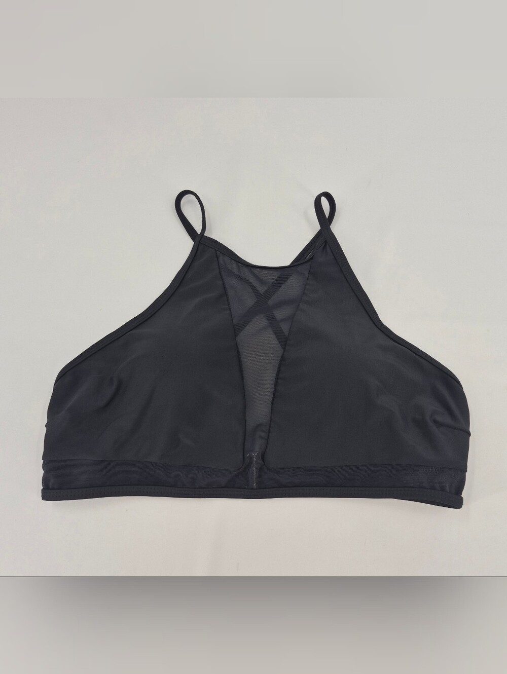Express Bikini Top Small High Neck Black Mesh Swim Adjustable Straps